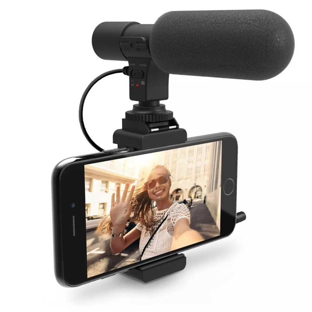 Bower HD Microphone Kit Cold Shoe Smartphone Mount - Social Media Recording